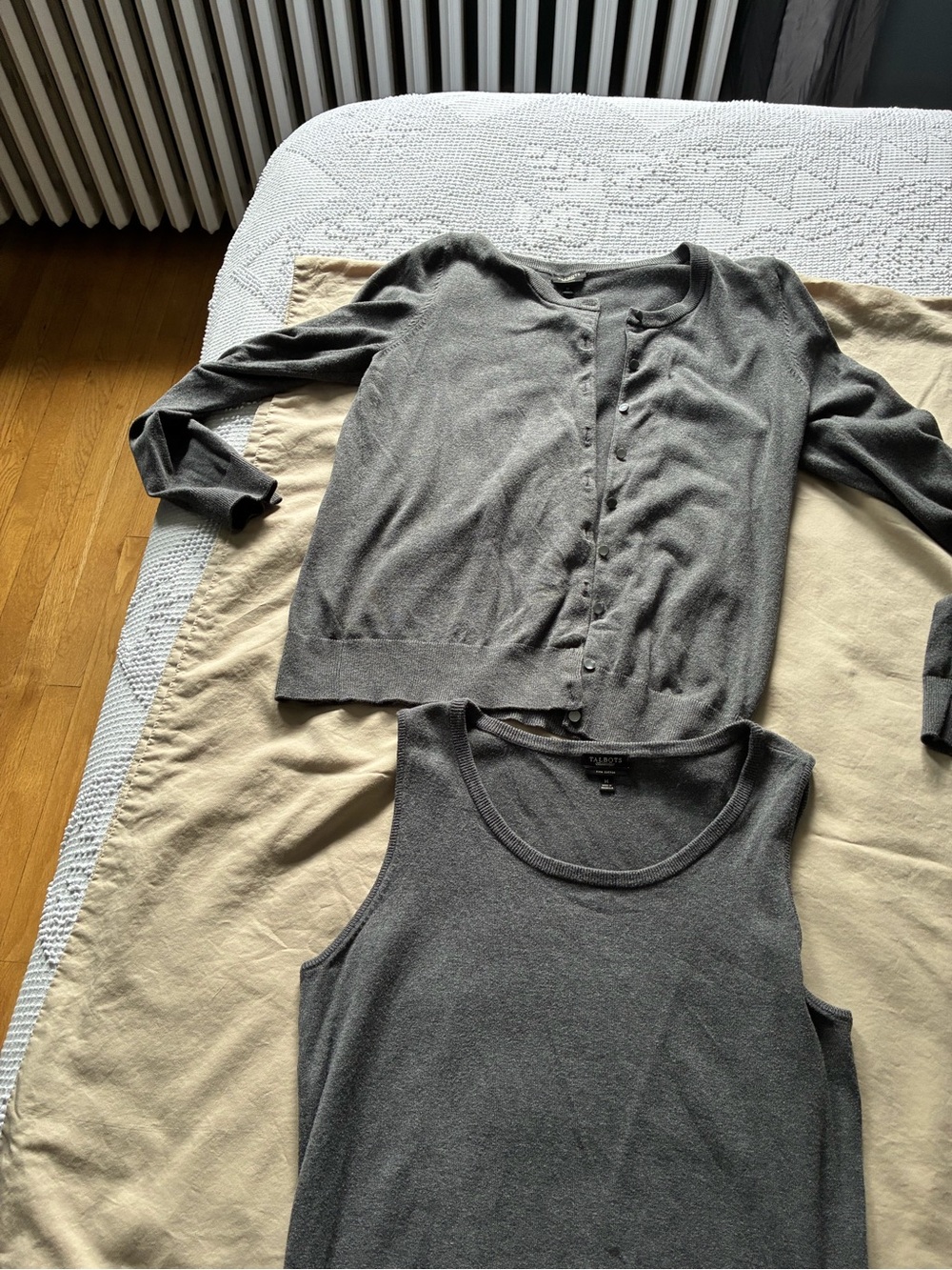 Talbots Heather gray twin set